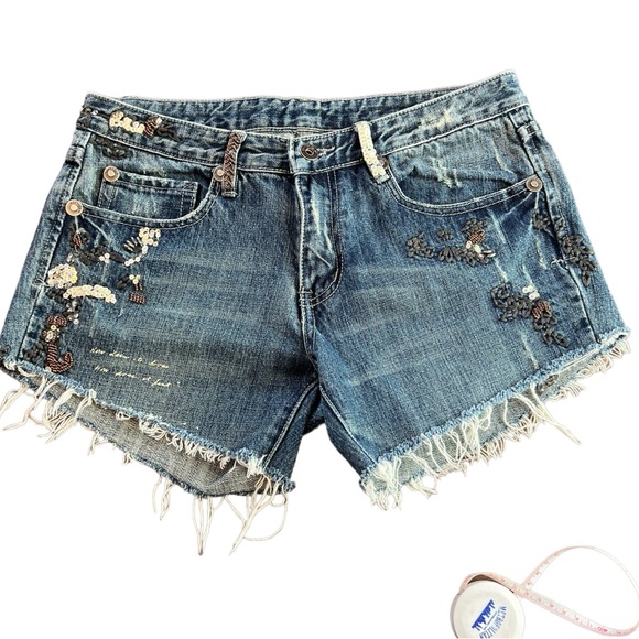 Off The Lip Pants - Off The Lip - Womens Embroidered/Beaded Jean Cut Off Shorts Sz. 29"W